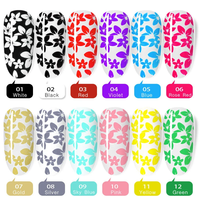 Top Trends: 1 Bottle 12 Colors 8ml Stamping Gel Polish Black White Gold Silver Nail Stamping Gel Printing Polish Soak Off Gel Varnish YZL9 Shoppable Styles - Image 3