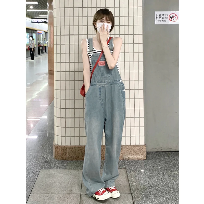 Top Trends: Denim Overalls For Women's Summer Clothes 2023 Baggy Jeans Y2k Korean Fashion Pocket Denim Pants Washed Vintage Straight Trouser Shoppable Styles