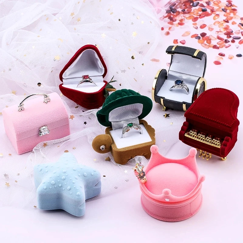 Top Trends: 1pcs Velvet Ring Box Stud Earring Rings Holder Case Jewelry Display Box Engagement Wedding Valentine&#039;s Day Gift Packaging Box Shoppable Styles