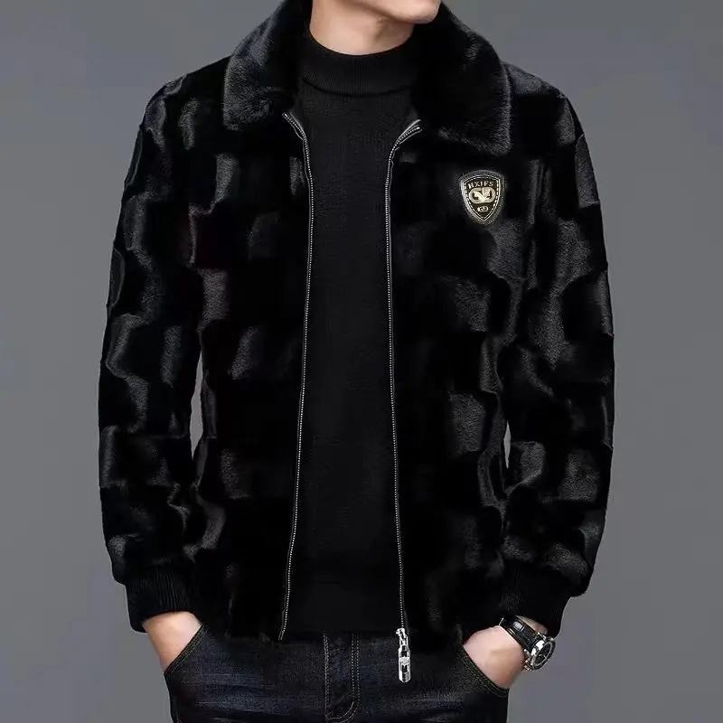 Top Trends: Men's Golden Mink Business Casual Lapel Coats Imitation Fur Korean Fashion Outerwear Male Slim Zipper Jackets Winter New Clothes Shoppable Styles