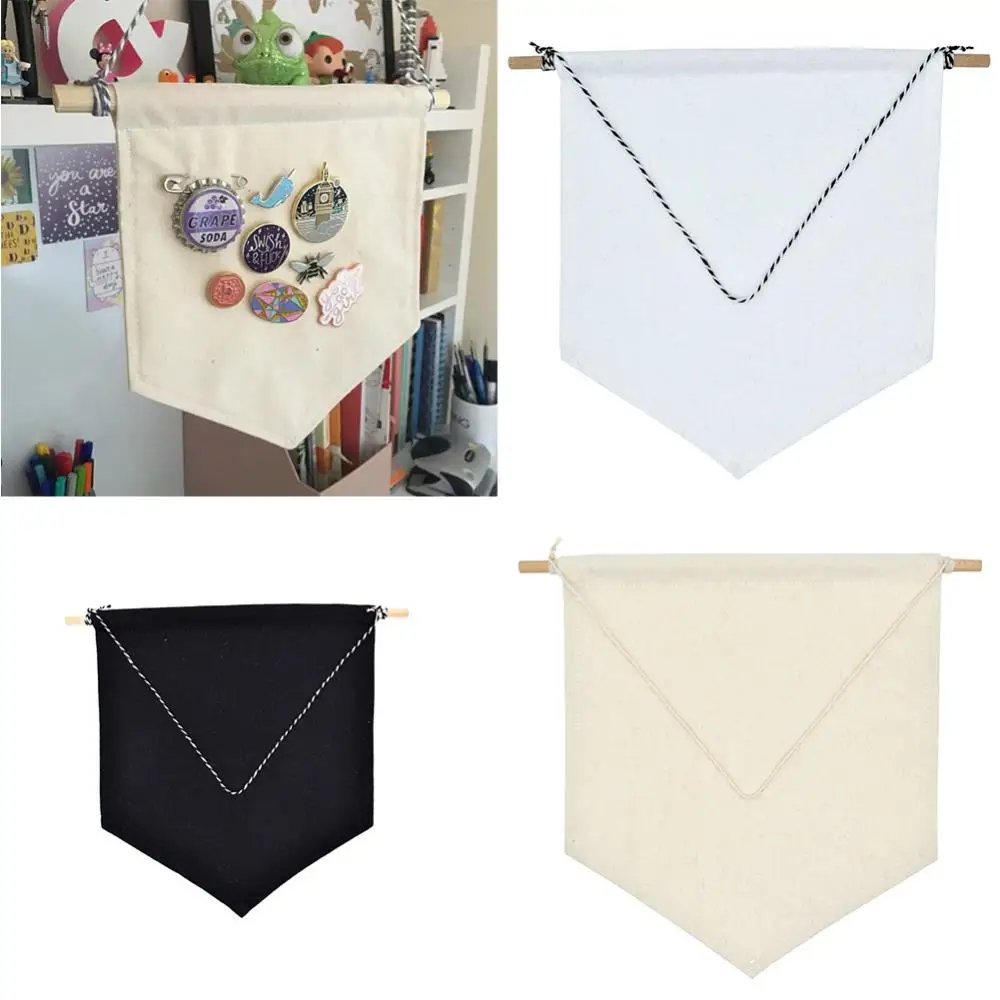 Top Trends: Pin Display Pennant Black White Fabric Flag Lapel Badge Jewelry Storage Rack Brooches Canvas Wall Brooch Organizer Shoppable Styles