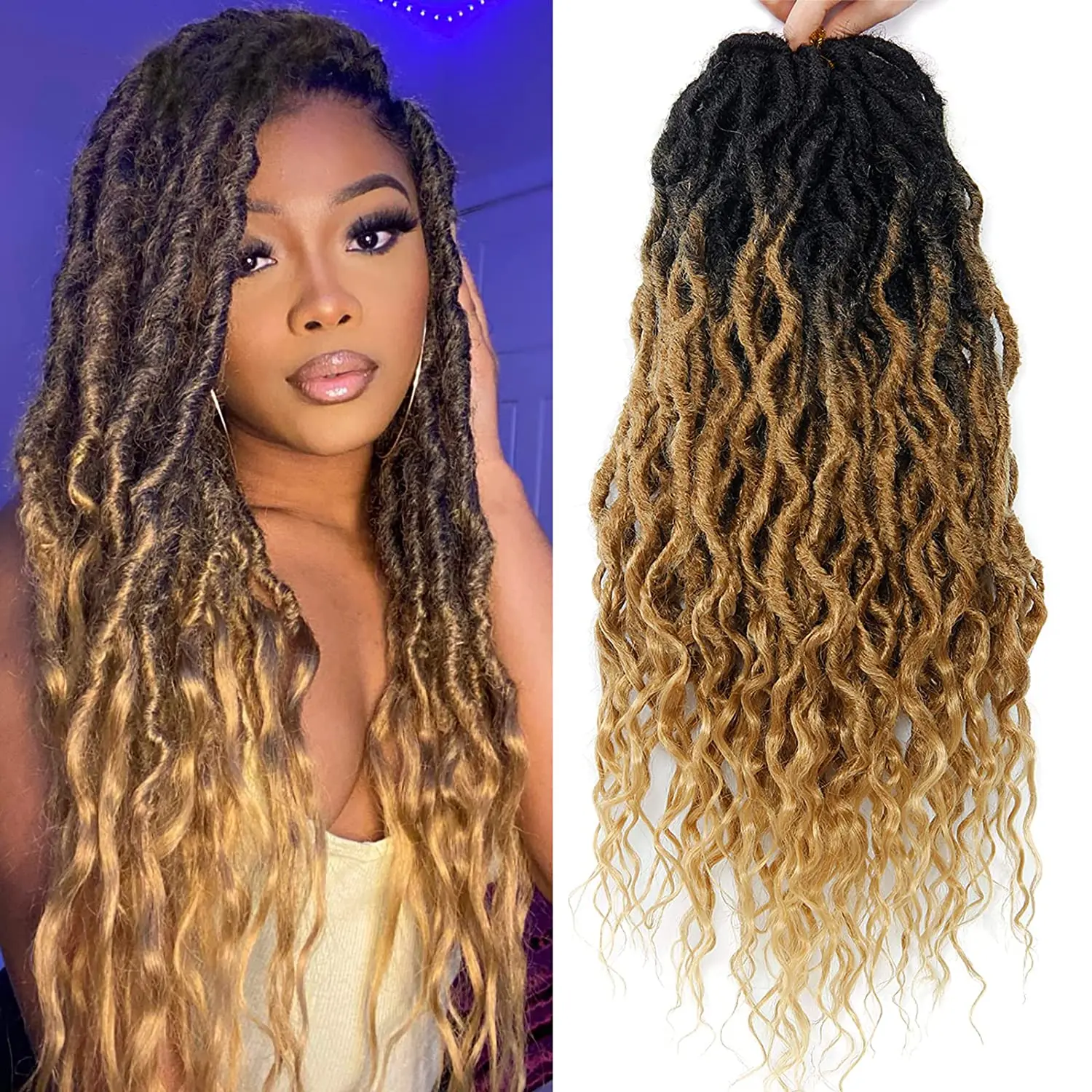 Top Trends: Sambraid Faux Locs Crochet Hair Wavy Goddess Locs Crochet Braids Curly Ends Synthetic Braiding Hair Extensions Shoppable Styles