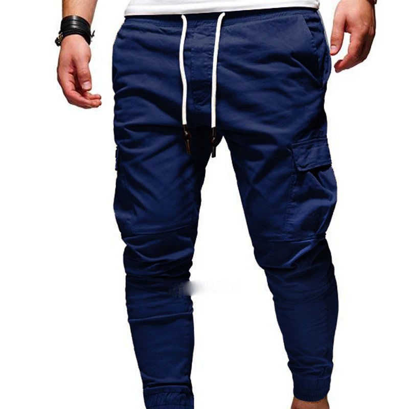 Top Trends: 2023 Spring Autumn New Elastic Waist Pockets Drawstring Pencil Pants Man Fashion Motion Comfortable All-match Running Trousers Shoppable Styles - Image 2