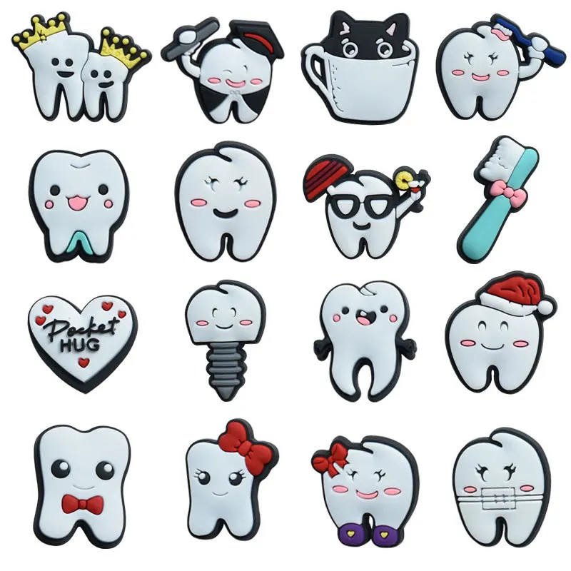 Top Trends: Hot Sale 1pcs Cute Tooth Health Shoe Charms For Croc Charms Accessories Pin Decoration Kids Adult Birthday Party Favors Gifts Shoppable Styles