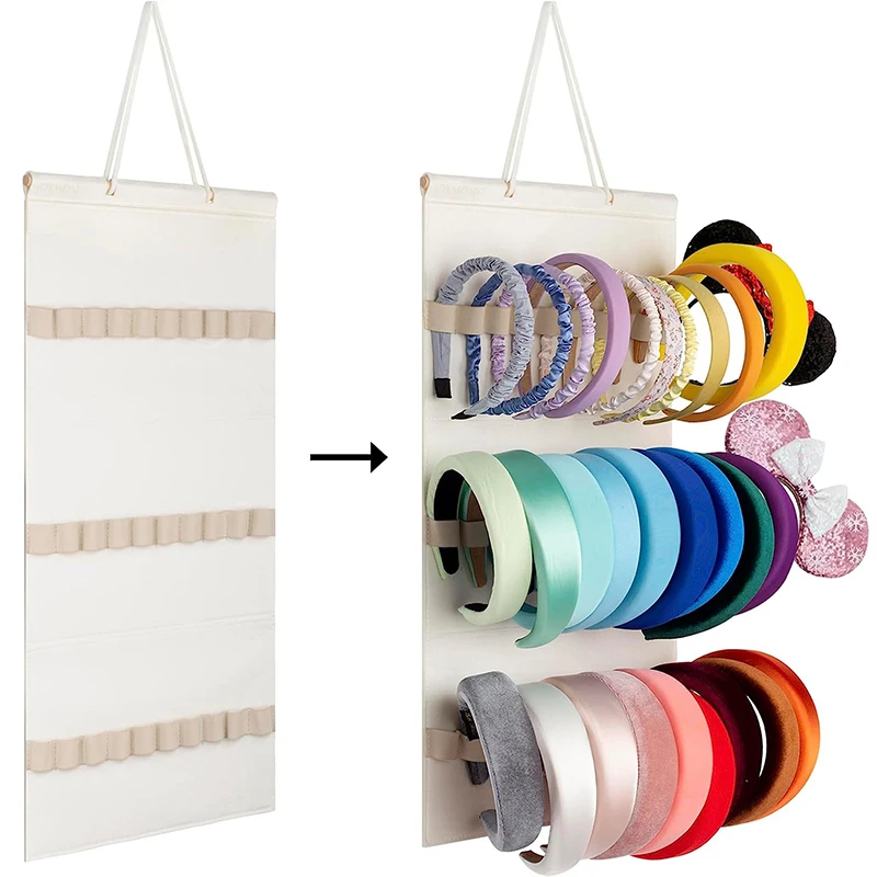 Top Trends: Hanging Wall Headband Holder For Women Girls Felt Headbands Organizer Hair Bow Storage Hairpins Hair Accessories Display Stand Shoppable Styles