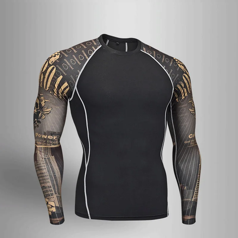 Top Trends: MMA Compression Shirts Men's Gym Workout T-Shirts Long Sleeves Quick Dry Fitness Top Sports Tights Bodybuilding Training Shirt Shoppable Styles