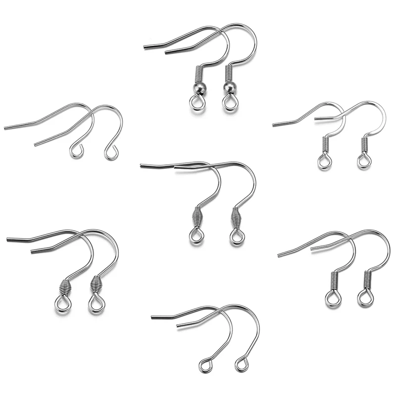 Top Trends: 50pcs / Lot Hypoallergenic Stainless Steel Earring Hooks For Jewelry Making Ear Hook Diy Earrings Earwire Clasps Accessories Shoppable Styles