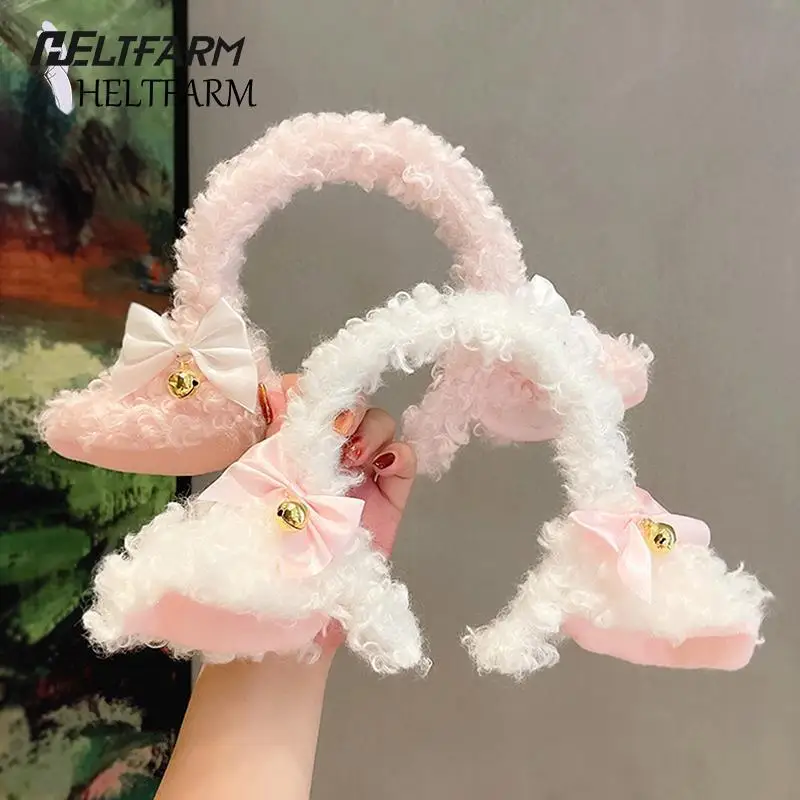 Top Trends: Furry Cat Ears Headwear Bows Adorn With Bells Sweet Lamb Ears Headband With Bowknot Cosplay Headpiece Party Supplies Shoppable Styles