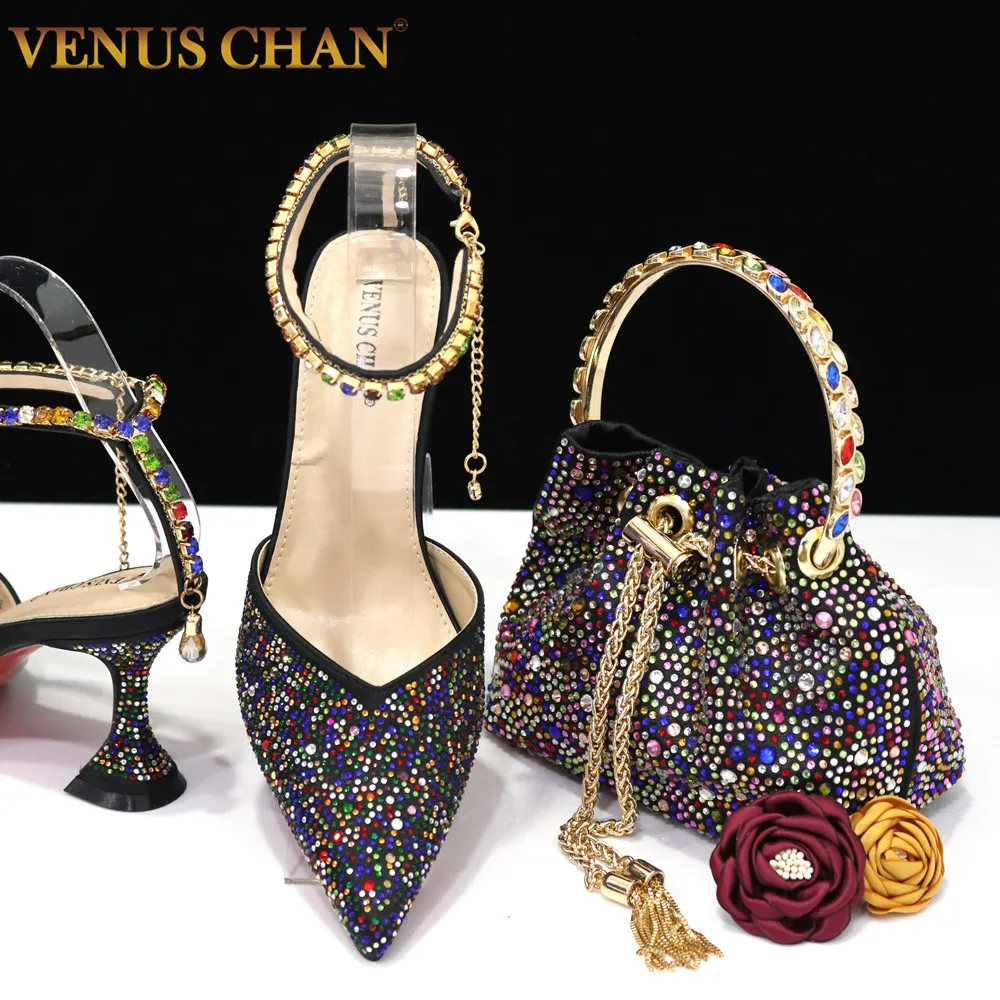 Top Trends: Venus Chan 2023 Italian Design Luxury Women's Shoes And Bag Set, Full Diamond Decoration Metal Closure Bag Shoppable Styles