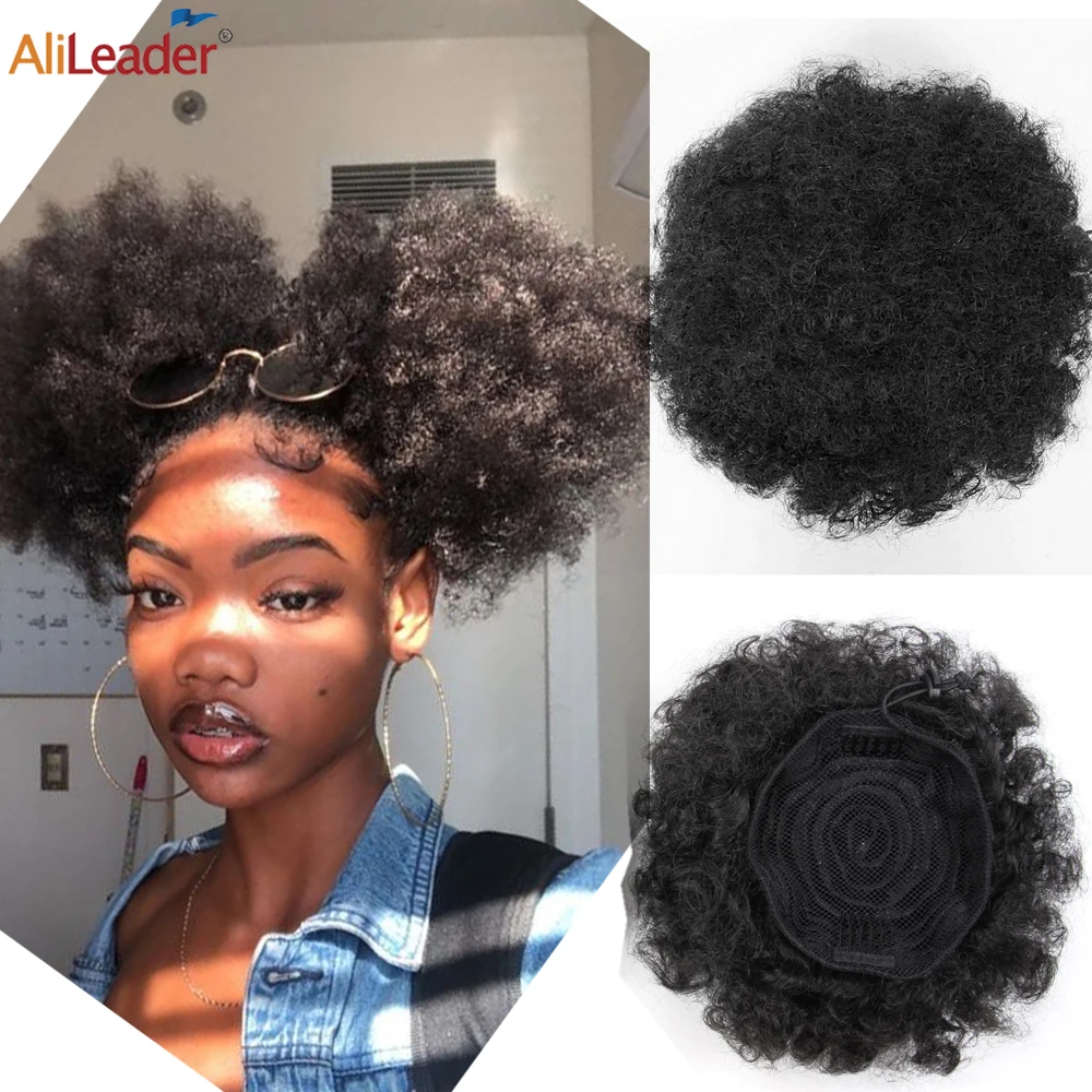 Top Trends: Cheap Updo Hair Buns Afro Puff Ponytail Hair Chignon Fashion African Hair Extensions Wigs Buns Synthetic Clip-on Hairpiece Shoppable Styles