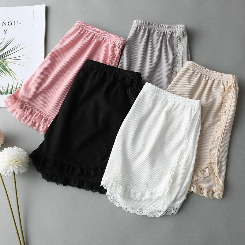 Top Trends: Women Spring Summer Same Color Side Lace Safety Shorts Pants Sweet Loose Elastic Home Sleep Shorts Nightwear Bottom Thin Pajamas Shoppable Styles