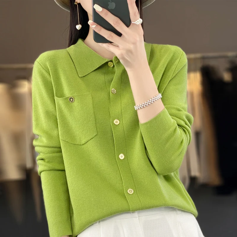 Top Trends: 2023 New Women's Cardigan Women's Cashmere Cardigan Women's Sweater Knitted Cardigan Polo Collar Cashmere Sweater Shoppable Styles