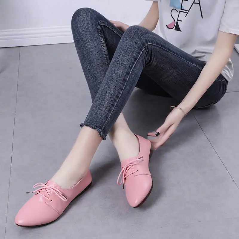 Top Trends: Big Size 41 Women Flat Shoes Woman Genuine Leather Flats Ladies Shoes Female Cutout Slip On Shoes For Women Ballet Flat Loafers Shoppable Styles - Image 2