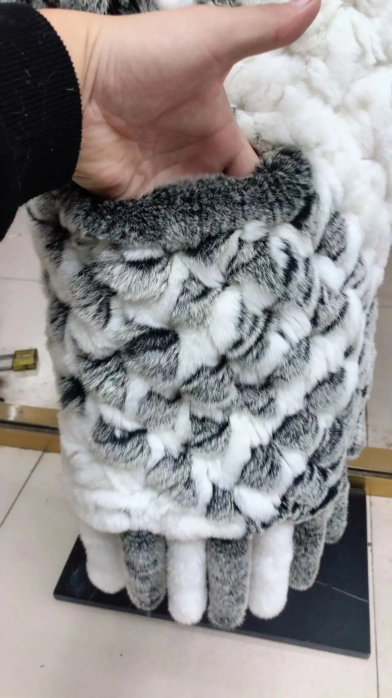 Top Trends: 190*36cm Winter Knitted Real Rex Rabbit Fur Scarf With Pocket Wide Women Natural Rabbit Fur Tassel Shawl Warm Long Fur Scarves Shoppable Styles - Image 5