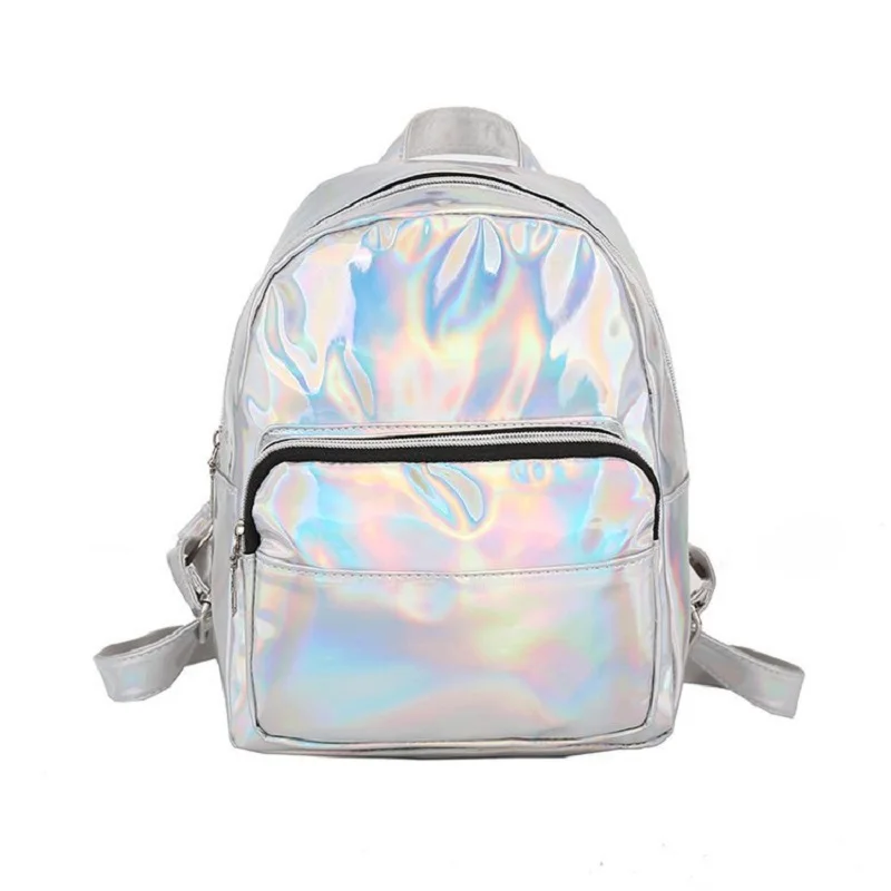 Top Trends: 2024 Fashion Laser Backpack Preppy Style School Shiny Laser PU Leather Women Girls Bag Silver Waterproof Holographic Backpack Shoppable Styles