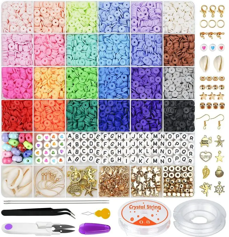 Top Trends: 6MM Clay Beads Set Various Styles Colored Flat Chip Clay Beads Kit For Bracelet Necklce Making DIY Jewelry Make Accessories Kit Shoppable Styles