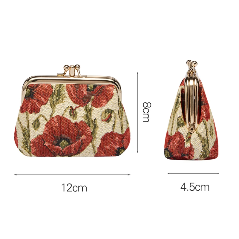 Top Trends: SAJA Tapestry Coin Purse Key Wallet Pouch Women's Wallet Double Pocket Kiss Lock Red Poppy Flower Coin Holder For Girl Ladies Shoppable Styles - Image 5