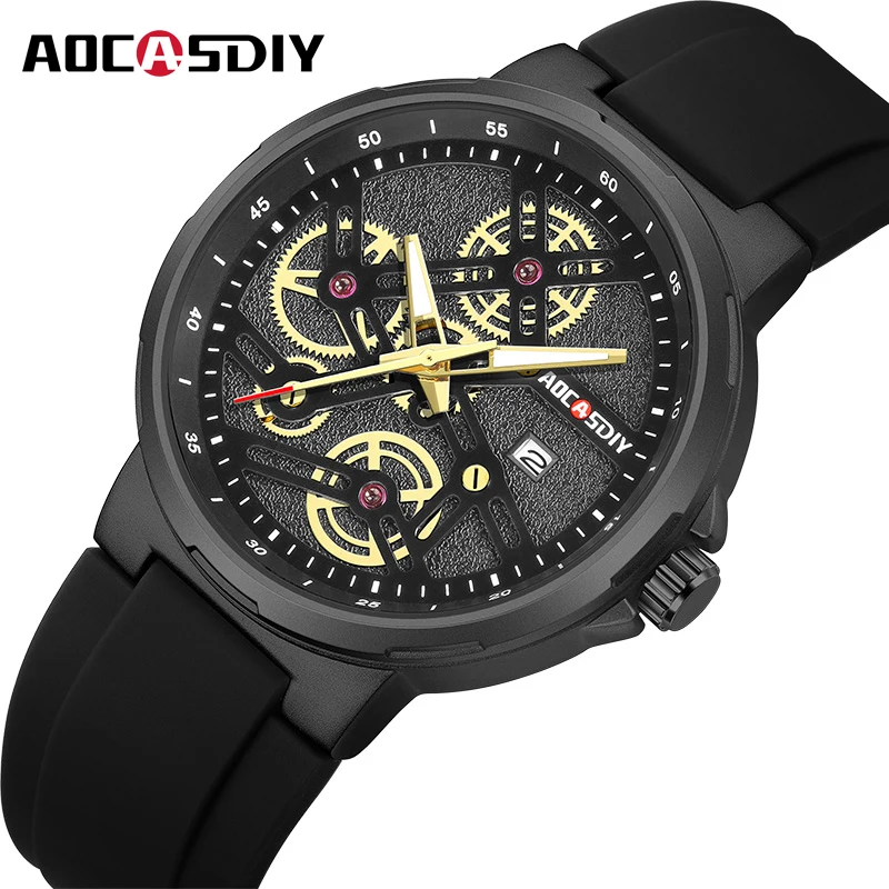 Top Trends: AOCASDIY Men Watch Fashion High Quality Silicone Watches Waterproof Luminous Week Date Luxury Quartz Man Wristwatch Reloj Hombre Shoppable Styles