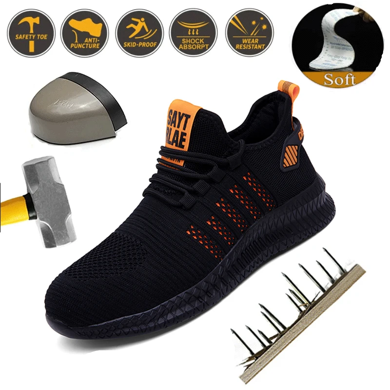 Top Trends: Work Safety Shoes Men&#039;s Safety Boots Anti-smash Work Shoes With Steel Toe Shoes Men Work Boots Anti-stab Safety Sneakers Male Shoppable Styles