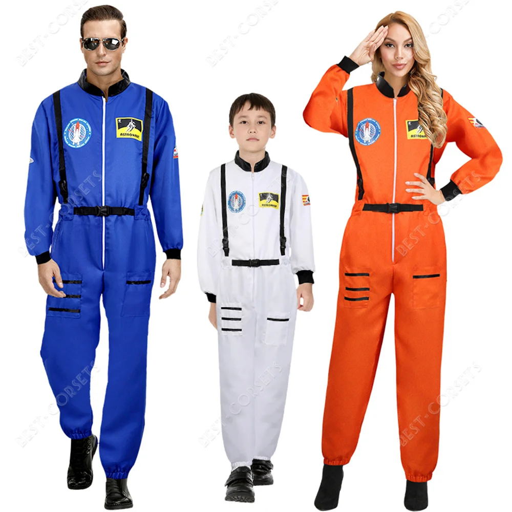 Top Trends: Adults Astronaut Costume Cosplay Women Men Space Astronaut Costume For Kids Jumpsuit Zipper Family Spacesuit Costume Carnival Shoppable Styles