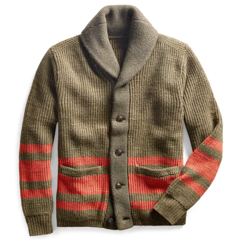 Top Trends: 2023 New Independent Station Men's Wear New Striped Matching Color Knitted Outer Lapel Zipper Cardigan Over Sweater Men Sweater Shoppable Styles