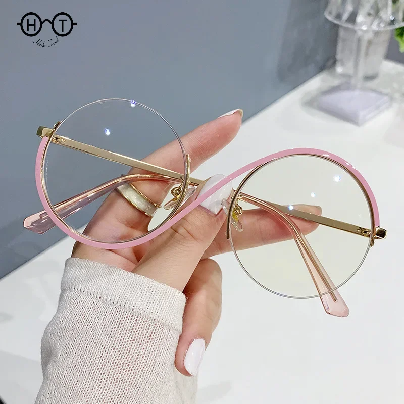 Top Trends: Vintage Anti Blue Light Glasses Frames Round Lens Myopia Optical Mirror Metal Anti UV Clear Eyewear Ultra Light Frame Unisex Shoppable Styles