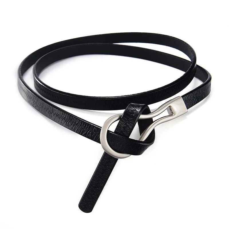 Top Trends: Simple Genuine Leather Thin Belt Women'S Soft Leather Knotted Loose 105cm Small Belt Waist Closing Decorative Accessory A3473 Shoppable Styles