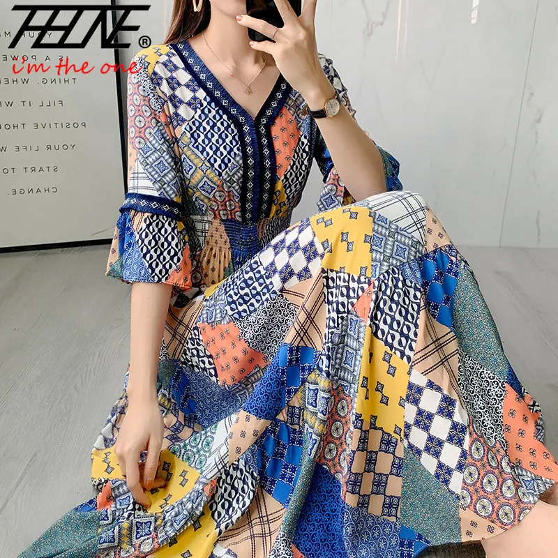 Top Trends: Women Indian Dress Vintage Korean Style Bohemian Floral Casual Loose Vestidos Robe Maxi V-Neck Cotton Long Dresses For Women Shoppable Styles