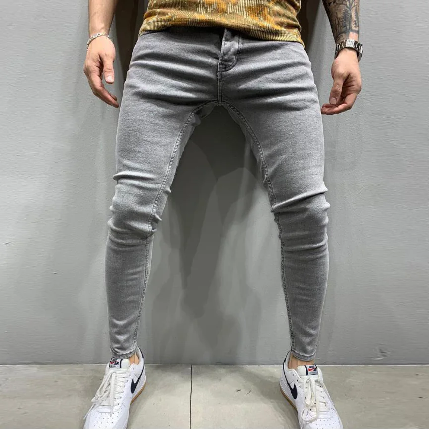 Top Trends: Mens Skinny Ripped Jeans Slim Scarification Blue Denim Pencil Pants Street Hip-hop Denim Trousers Fashion Cowboy Clothing Men Shoppable Styles