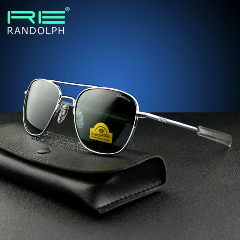 Top Trends: Pilot USA.RE Sunglasses Men Top Quality Brand Designer RANDOLPH AGX Tempered Glass Lens AO Sun Glasses Male QF562 Shoppable Styles