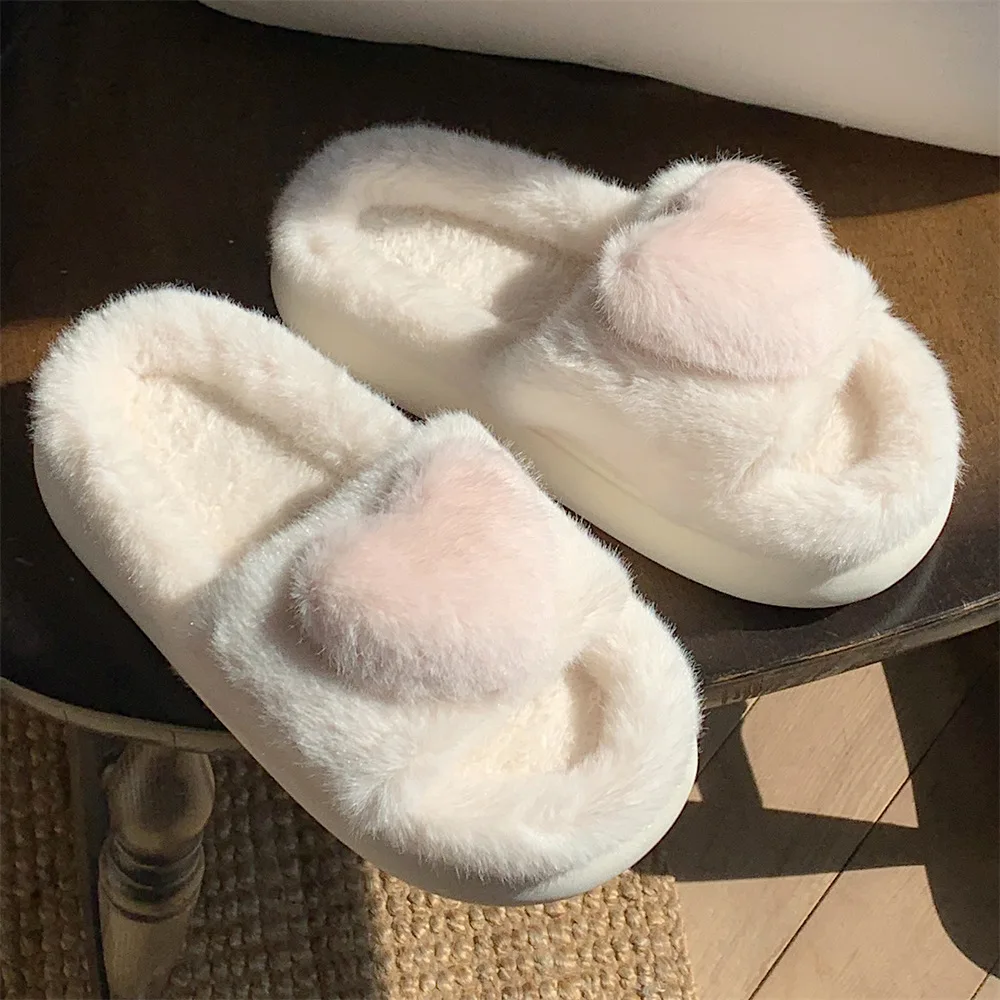 Top Trends: Women Home Plush Slippers Indoor Soft Cotton Slippers Fashion Home Bedroom Warm Love Plush Slippers Fashion Fluffy Fur Slippers Shoppable Styles