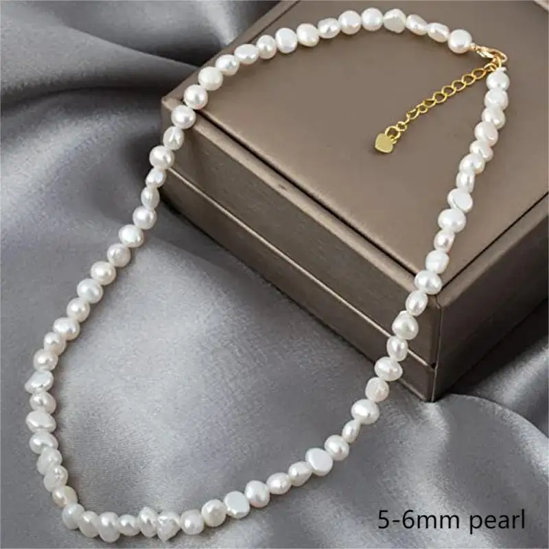 Top Trends: Real Natural Baroque Freshwater Pearl Choker Necklace For Women Girl Gift Popular AA 5-6mm 8-9mm Pearl Jewelry Necklace Shoppable Styles