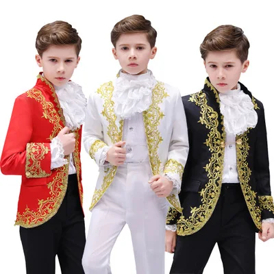 Top Trends: Kids Medieval Prince Costume Child Boys King Cosplay Fancy Dress Tuxedo Suit Carnival Cosplay Costume Birthday Gift For Kids Shoppable Styles