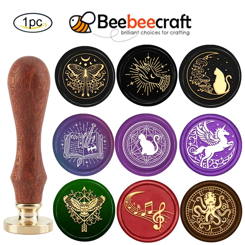 Top Trends: 1PC Butterfly Wax Seal Stamp Kit 30mm Wax Sealing Stamp Removable Retro Brass Head Stamp With Wooden Handle For Wedding Envelope Shoppable Styles