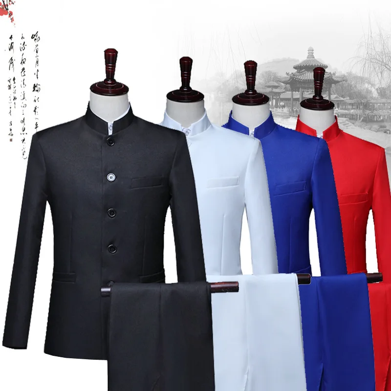 Top Trends: Suits Men New Long Sleeve Dress Men's Casual Wedding Banquet Suit Slim Fit Clothing Chinese Dress Two Piece Set Coat Pants Shoppable Styles