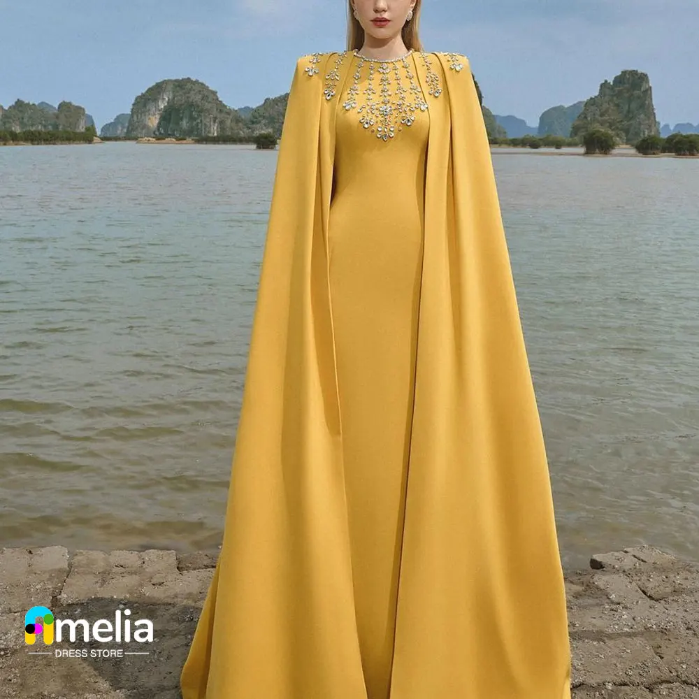 Top Trends: Amelia O-Neck Prom Dress Shawl Sleeves With Floor Length Evening Dress Women Wedding Party Formal Gowns Arabia Shoppable Styles