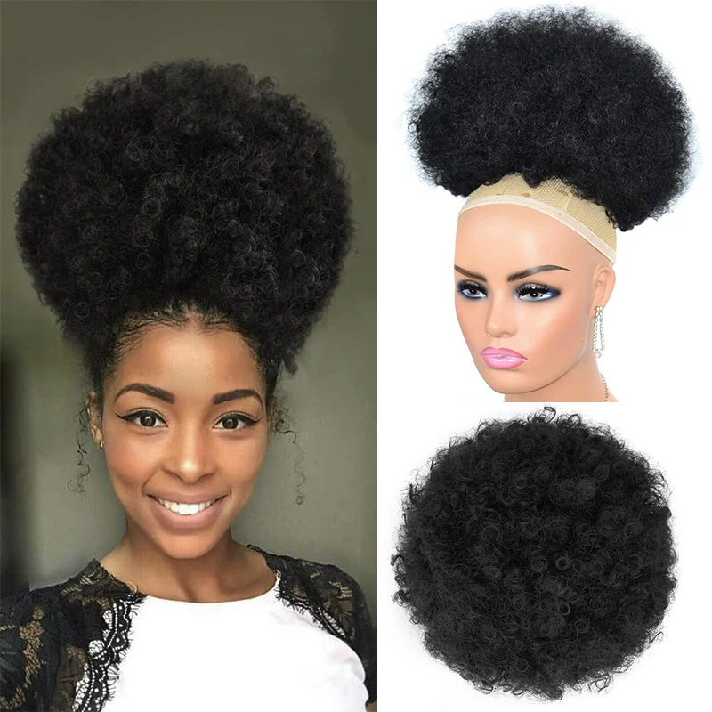 Top Trends: Afro Puff Drawstring Ponytail Extension Synthetic Afro Kinky Curly Puff Ponytail Clip On Drawstring Curly Ponytail Bun Hairpiece Shoppable Styles