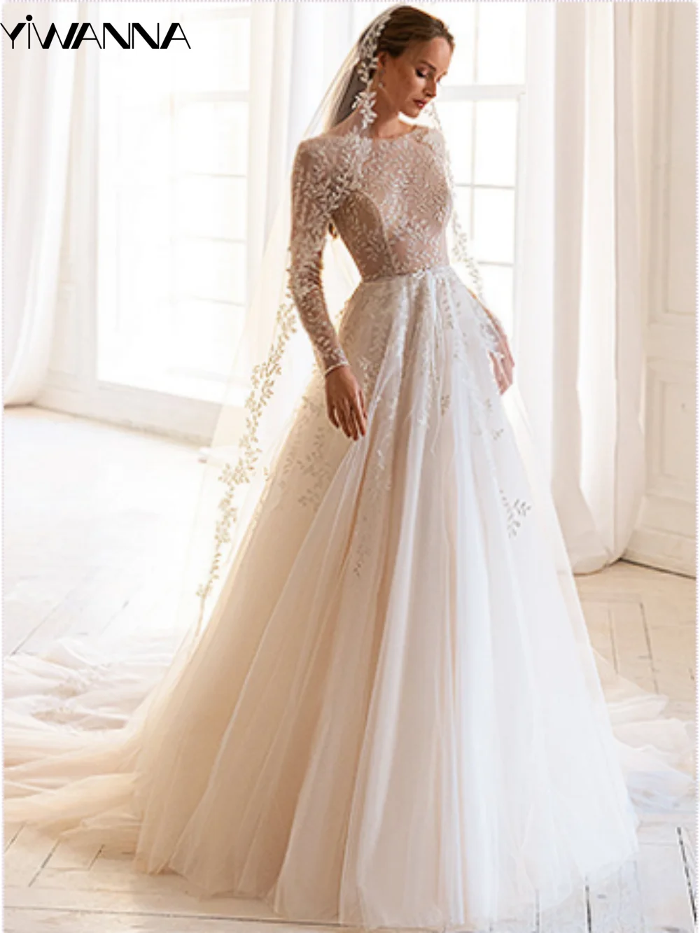 Top Trends: Modest Boat Neck Long Sleeve Wedding Dress Classic Lace Appliques Dress For Bride Elegant A-line Long Bridal Gown Robe De Mariée Shoppable Styles