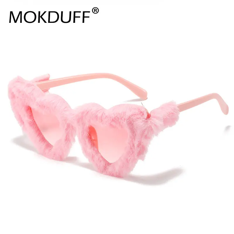 Top Trends: Retro Heart-Shaped Soft Plush Sunglasses Women Fashion Blue Pink Eyewear Trending Men Cat Eye Sun Glasses Shades UV400 Shoppable Styles