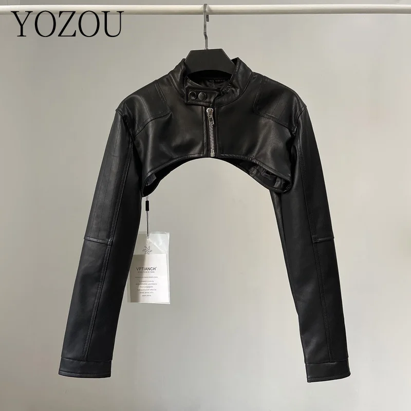 Top Trends: YOZOU PU Chic Vintage Black Faux Leather Zipper Zip Up Coat Biker Jacket Women Girls Smock Top Women High Street Bella Outfits Shoppable Styles