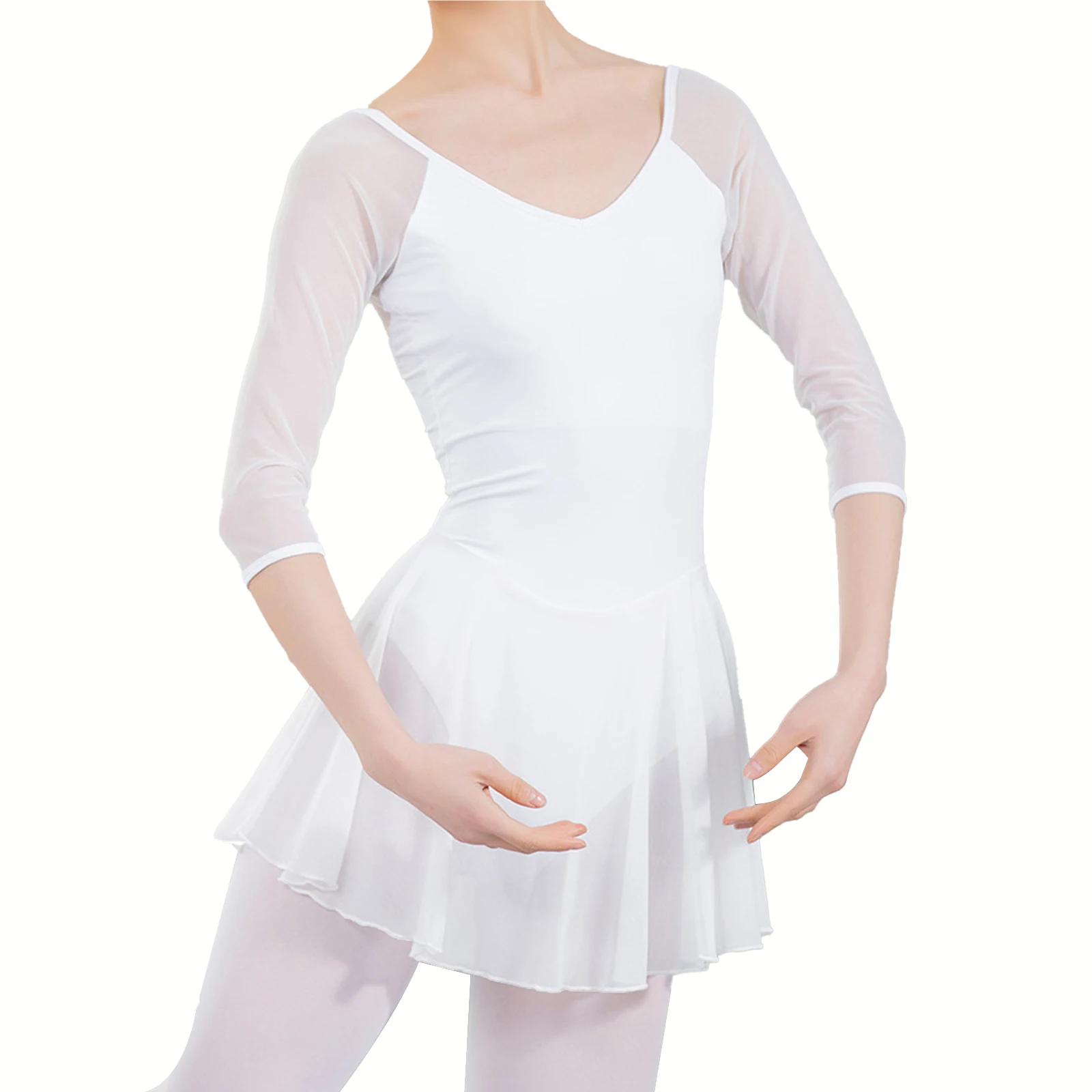 Top Trends: Womens Ballet Tutu Leotard Dress With Skirted V Neck Sheer Mesh Backless Dance Dress Gymnastic Training Lyrical Dance Costume Shoppable Styles