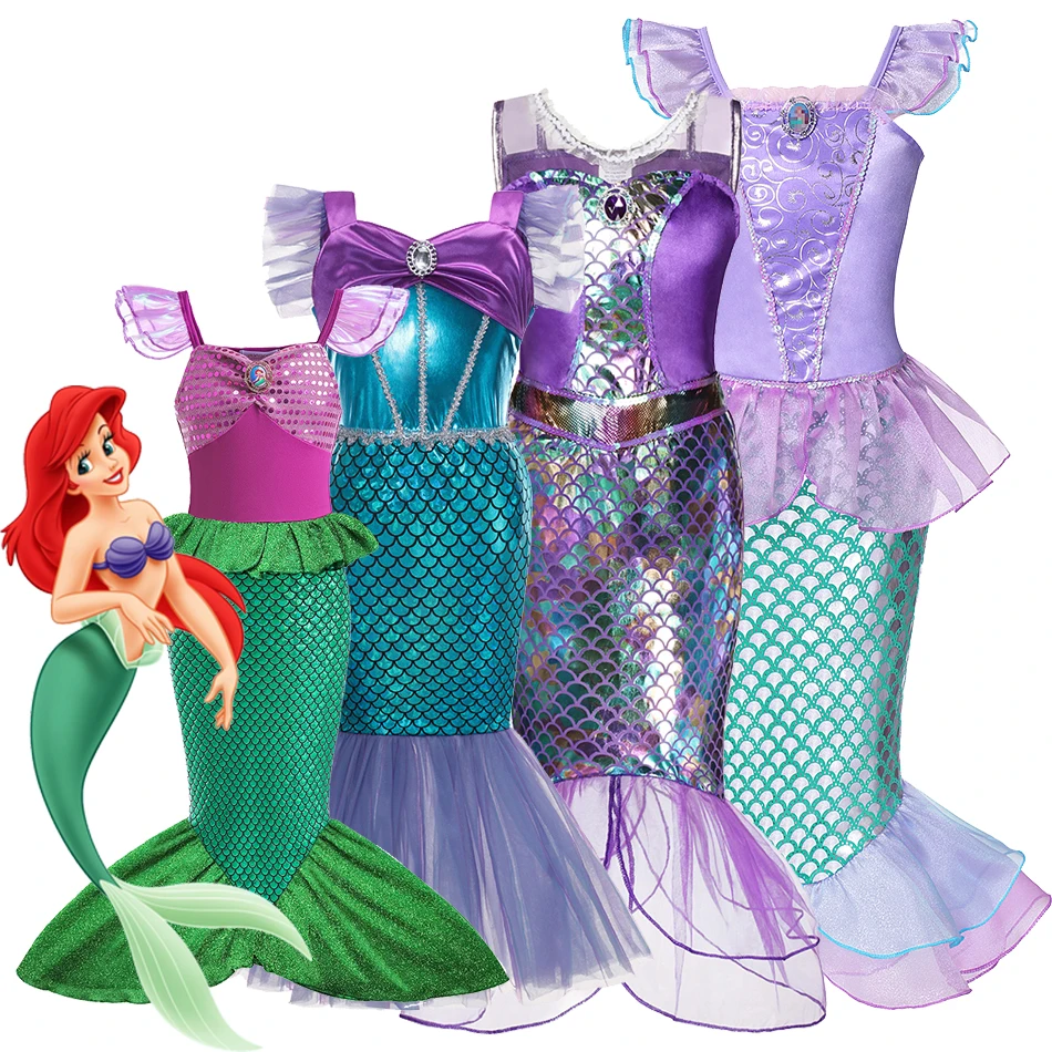 Top Trends: Disney Kids Dress For Girls Cosplay Little Mermaid Ariel Princess Costume Children Carnival Birthday Party Clothes Mermaid Dress Shoppable Styles