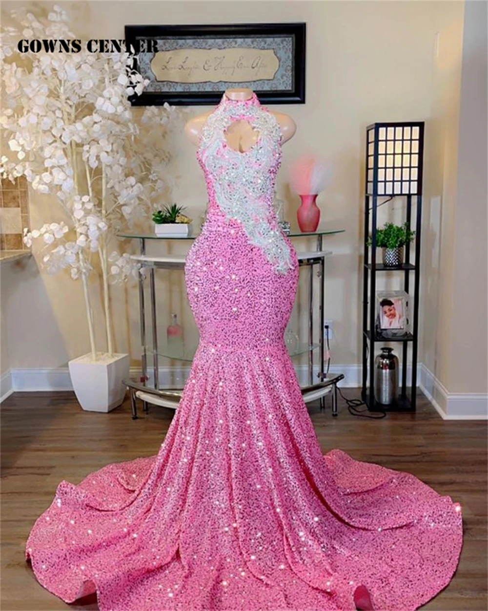 Top Trends: Pink Sequin Prom Dresses 2024 For Black Girl Silver Crystal Beaded Long Evening Dress Wedding Occasion Gowns Shoppable Styles