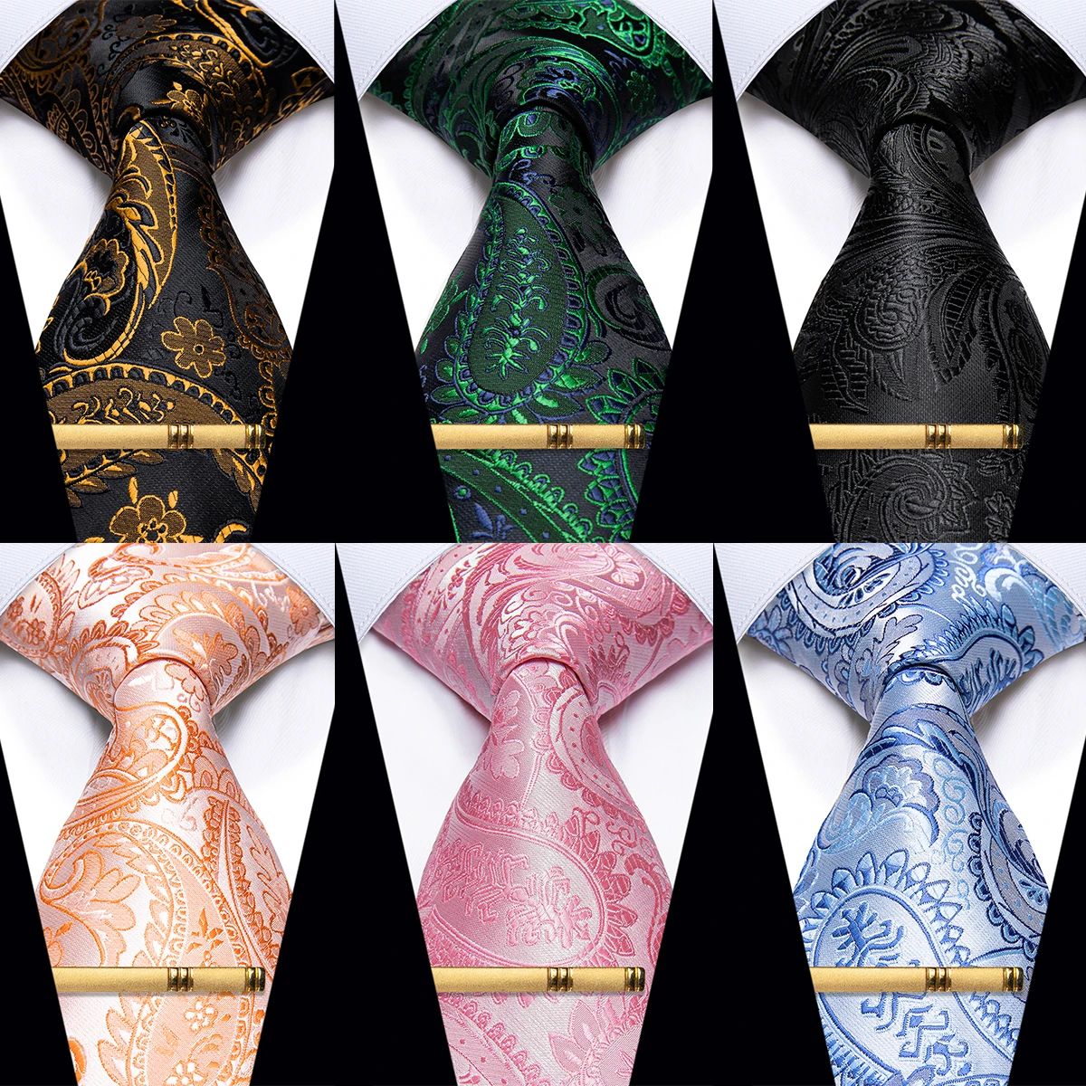 Top Trends: Fashion Men&#039;s Paisley Neckties And Clip Luxury Wedding Tie For Man Black Green Blue Causal Ties Business Corbatas Para Hombre Shoppable Styles