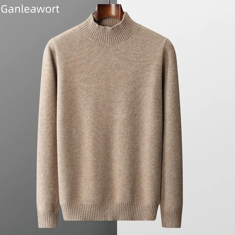 Top Trends: Thickened Men&#039;s 100% Pure Wool Sweater Half High Collar Pullover Sweater Solid Color Loose Knit Bottom Sweater Long Sleeve Winte Shoppable Styles