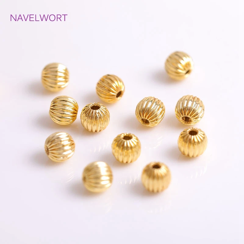 Top Trends: 4mm 5mm 6mm Corrugated Seamless Round Stripe Beads 18K Gold Plating Brass Spacer Beads DIY Jewelry Making Accessories Wholesale Shoppable Styles