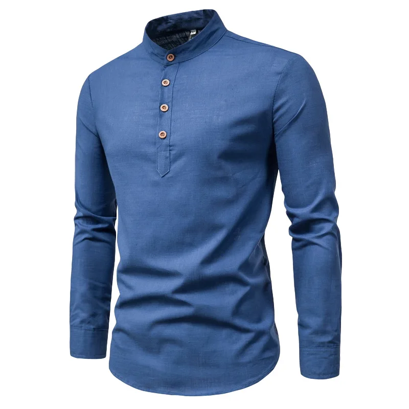 Top Trends: Spring Autumn Fashion Solid Business Shirt Men All Match Pullover Blusa Ropa Hombre Long Sleeve Tops Cotton Linen Male Clothes Shoppable Styles