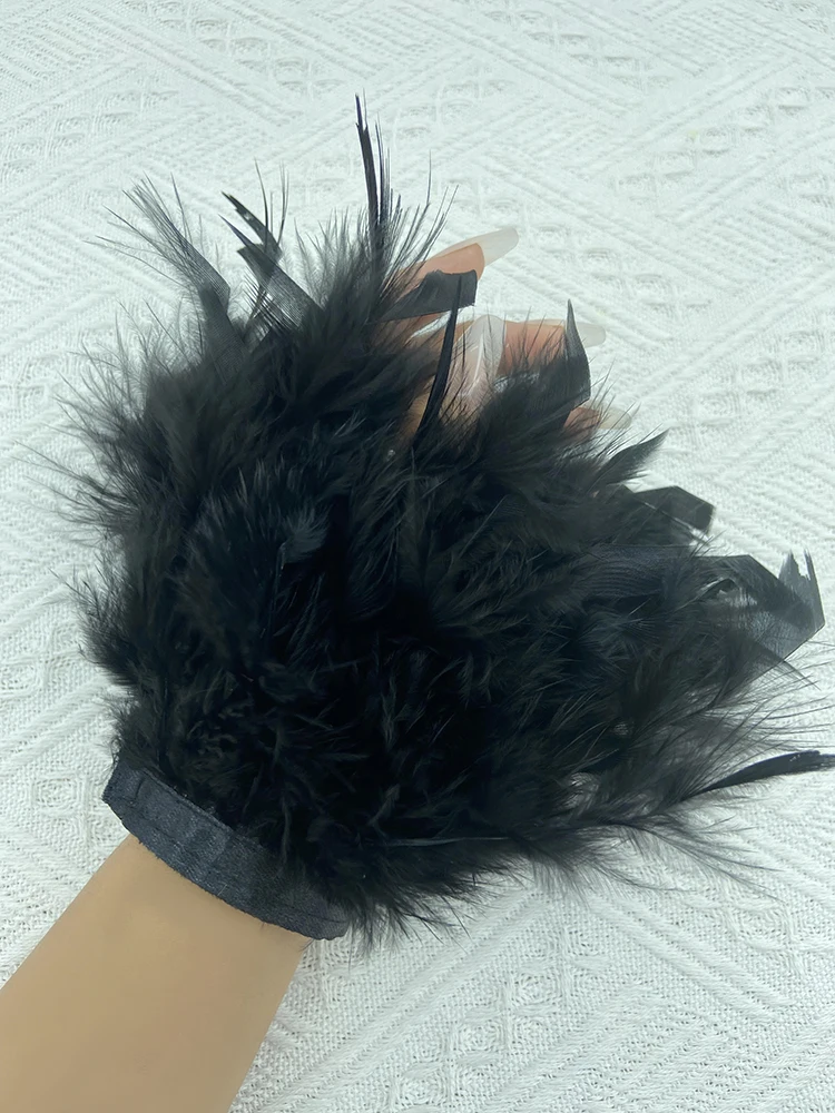 Top Trends: Fluffy Fur Feather Cuffs Women Real Fur Ostrich Feather Arm Cuff Fashion Suit Top Hand Cuffs Accessories Snap Bracelets 35 Color Shoppable Styles