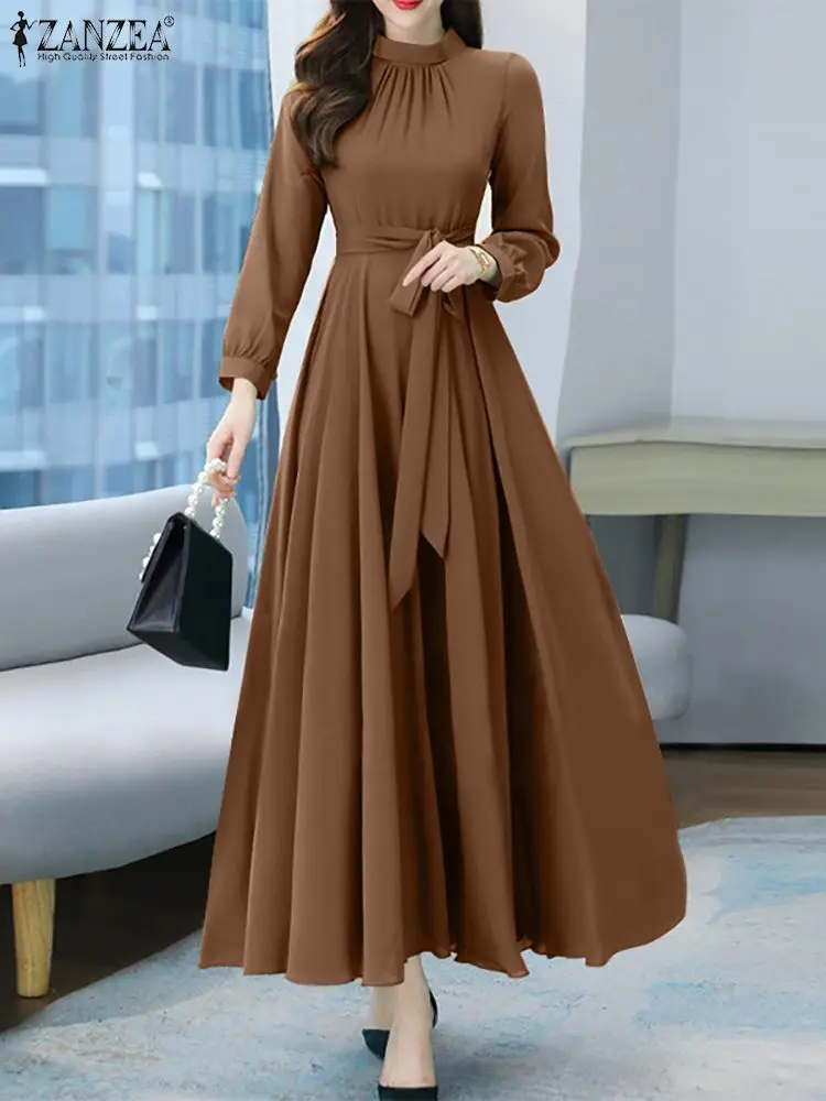 Top Trends: 2023 ZANZEA Elegant Women Dress Spring Long Sleeve Maxi Sundress Robe Femme Casual Kaftan A-line Party Long Vestidos Oversize Shoppable Styles