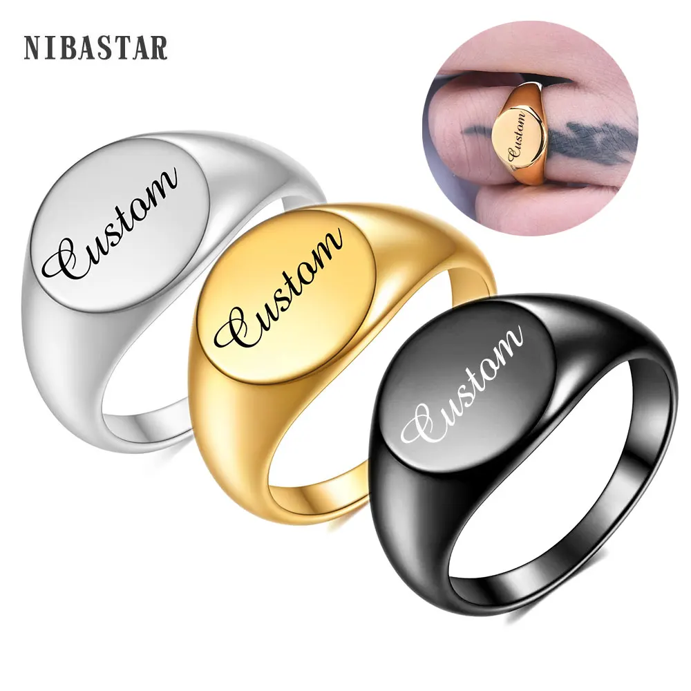 Top Trends: Personalised Initial Engrave Custom Stainless Steel Round Signet Blank Plain Ring Band High Polished U.S.Size Shoppable Styles